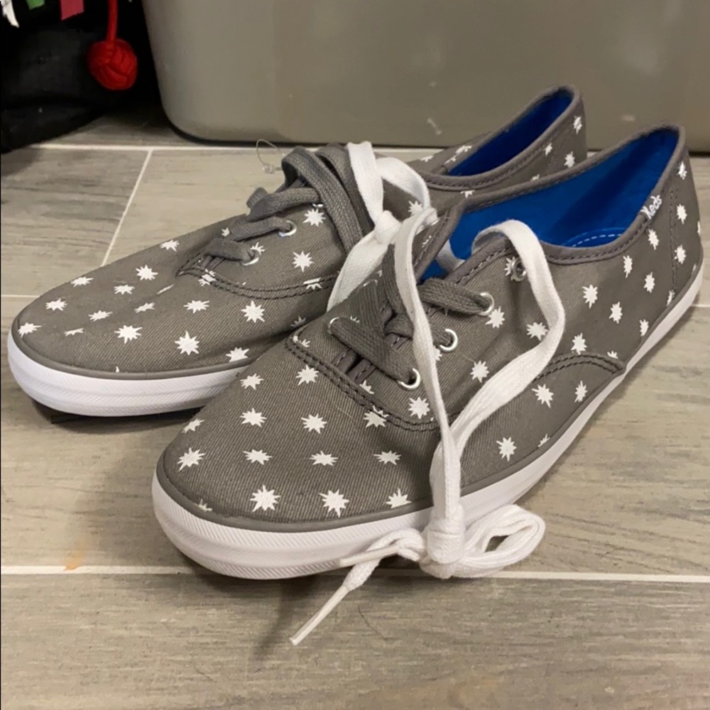 Gray and White Ked Shoes